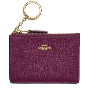 Coach CrossGrain Leather Mini Skinny ID Case, Key & Card Holder - Deep Berry
